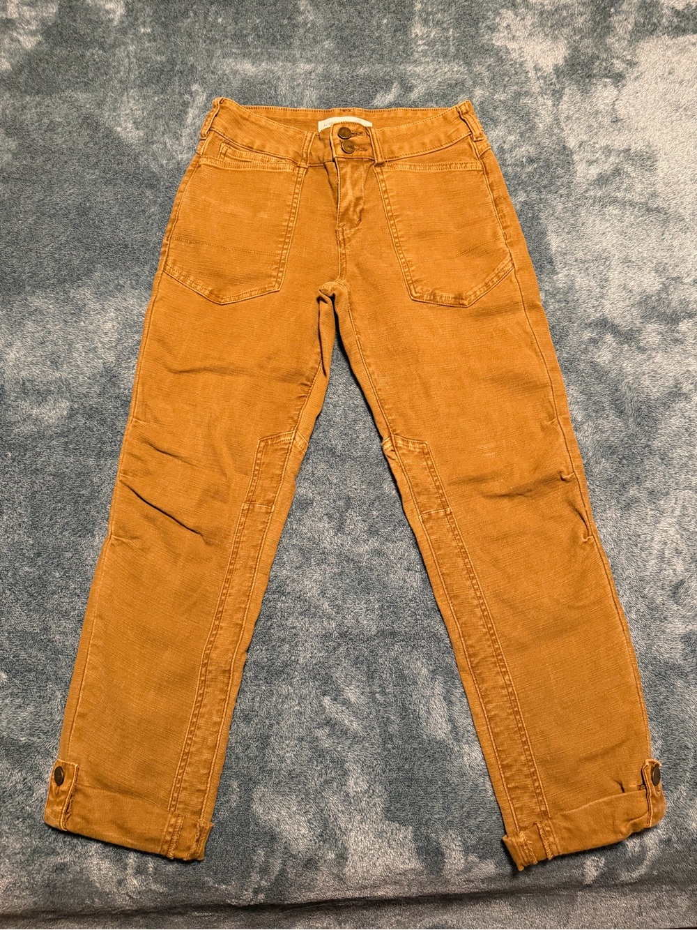 Altar'd State Mica Denim High Rise Utility Straight Leg Cargo Pants 25 Mustard